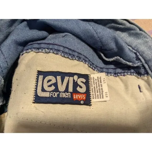 Vintage 70s Levis Flare Bell Bottom Jeans Pants White Tab Painted 36x30 Grateful